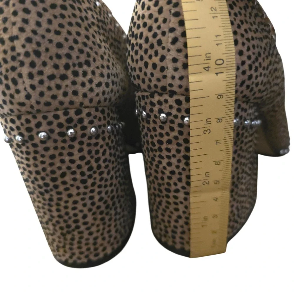 Gianni Bini Leopard Daveigh Suede 8.5‎ Studded Ankle Booties Block Heel Rocker